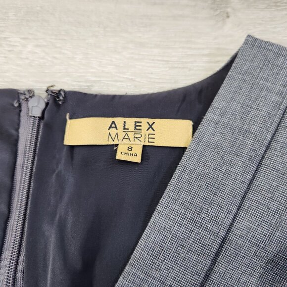 Alex Marie Sleeveless Gray Pleated Front V-neck Career Sheath Dress Women's Sz 8 - Picture 6 of 13